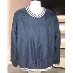 Augusta Sportswear Vintage Pullover V neck Windbreaker Navy Blue XXL